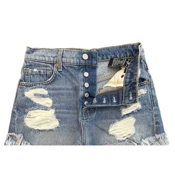 7 for All Man Kind Womens Cut-Off Jeans Shorts Size 25 Raw Hem Frayed Distressed - Picture 7 of 16